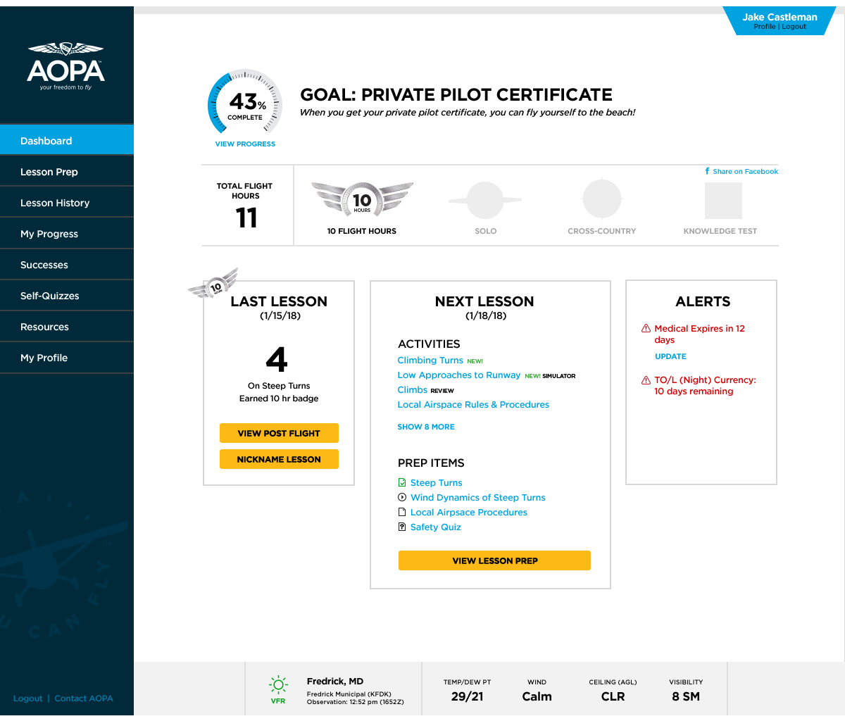 Student Dashboard, Web