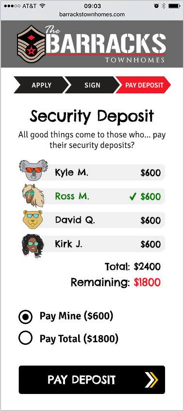 Pay deposit