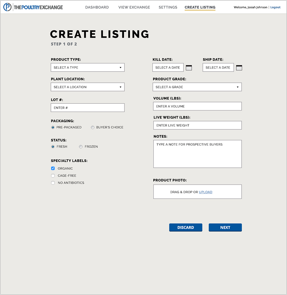 Create listing
